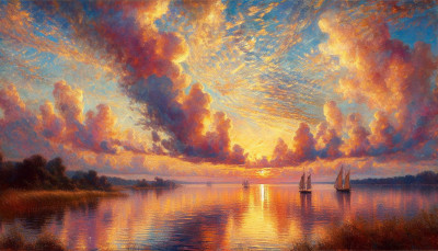 Dawn paints the horizon with hues of gold and rose