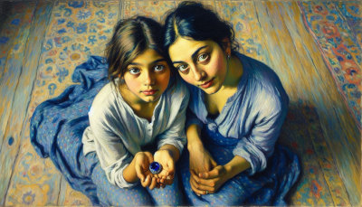 Karishma and Savani looking up at Galen