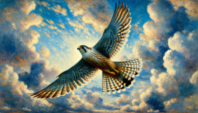 Sophia saw a falcon soaring