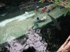 Looking down on the glass covered walkway
