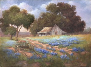 Bluebonnet Scene with Wagon image