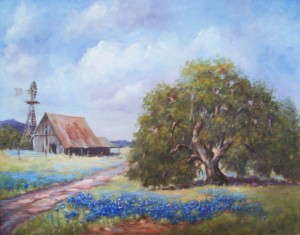 Bluebonnets and Barn image