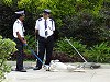 Hotel security guards and their dog
