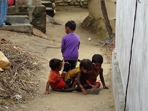 Playing in a bicycle tire image