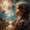 A girl looking up at the sky