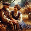 A woman comforting her father