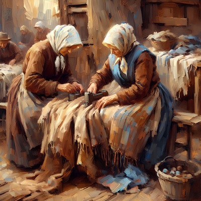 Two women sewing image