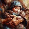 A baby in the arms of his father