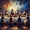 A family saying grace before their meal