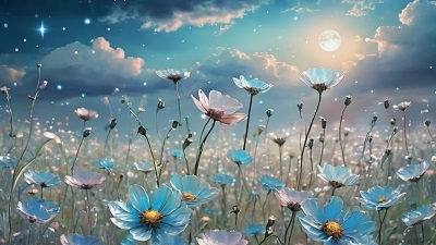 A surreal field of flowers image