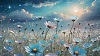 A surreal field of flowers