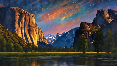 Oil painting of Yosemite image