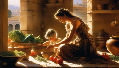 An ancient Roman mother and child image